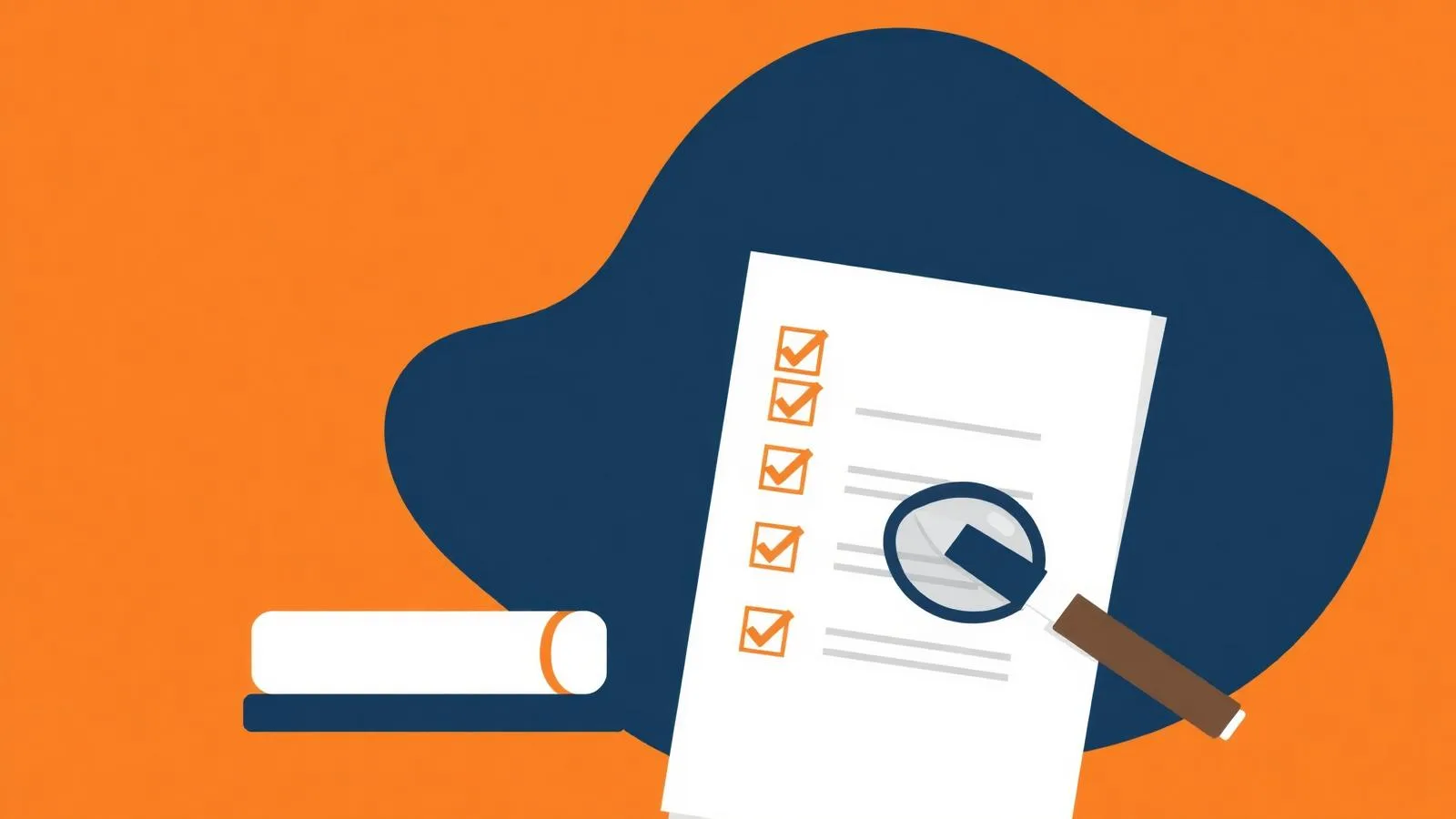 Illustration of a franchise agreement document with ticked checkboxes and a magnifying glass